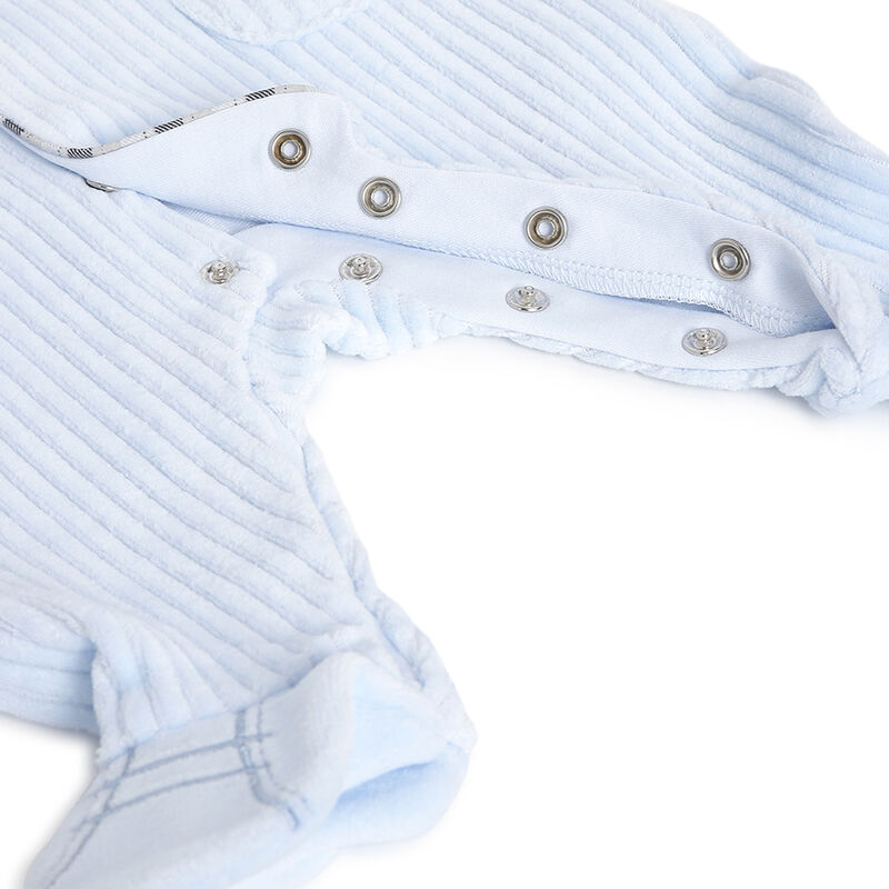 Boys Light Blue Applique Front Opening Babysuit image number 3